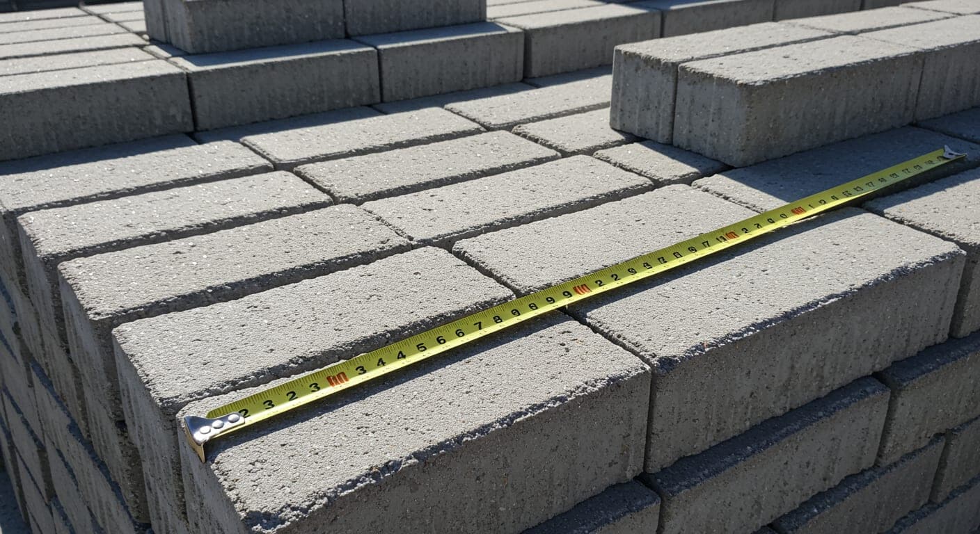 Metre ile ölçülen kilit taşı; metrekare adet ve palet hesabı