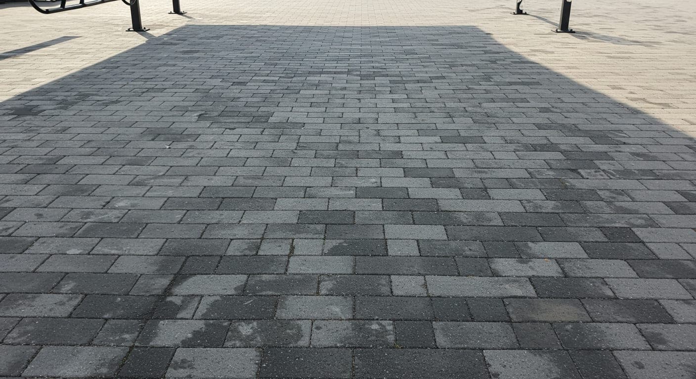 Oto yıkama istasyonunda basınçlı suya ve kimyasallara dayanıklı kilitli beton parke zemin uygulaması