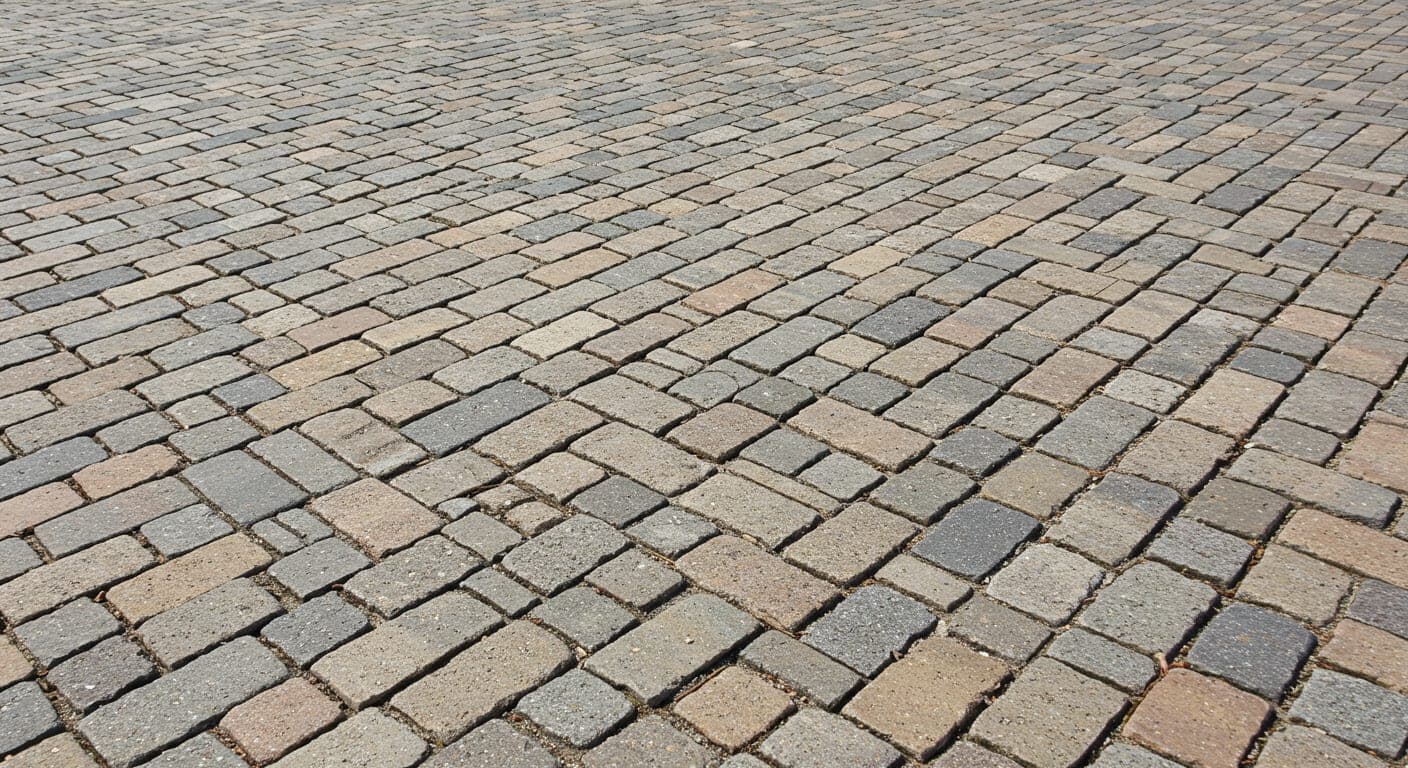 Farklı parke taşı döşeme desenleri; balıksırtı ve sepet örgü yan yana uygulama örneği