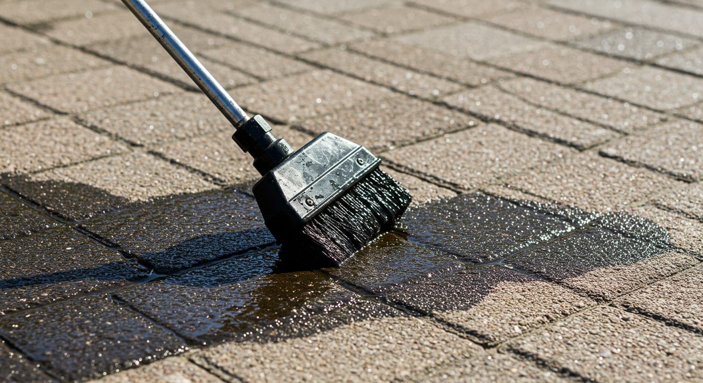 Parke taşı yüzeyine rulo ile emprenye koruyucu uygulaması