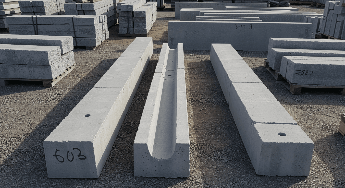 Beton yol bordürü, bahçe bordürü ve yağmur oluk taşı çeşitleri
