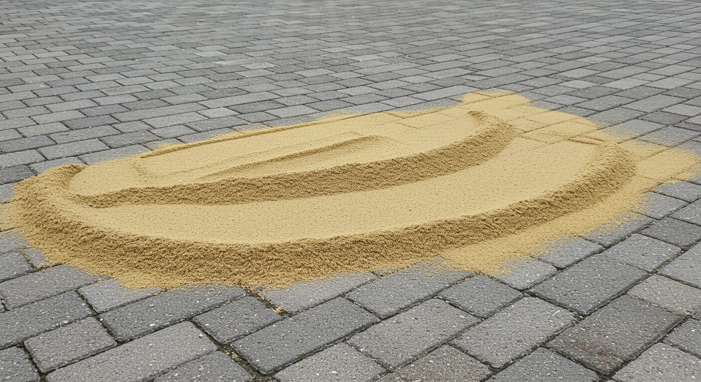 Parke taşı yüzeyindeki yosun ve alg büyümesinin yakın görünümü