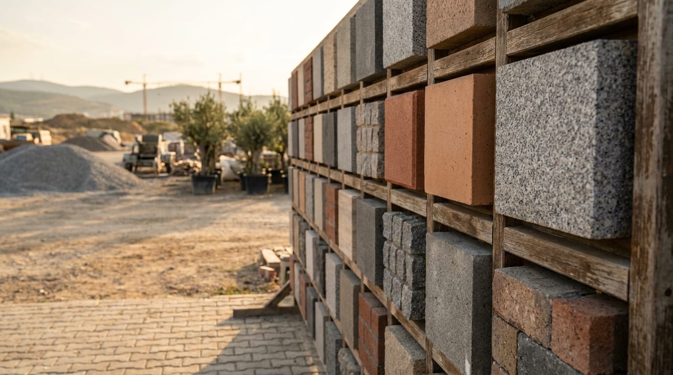 Kare ızgara halinde panoya sabitlenmiş parke numuneleri