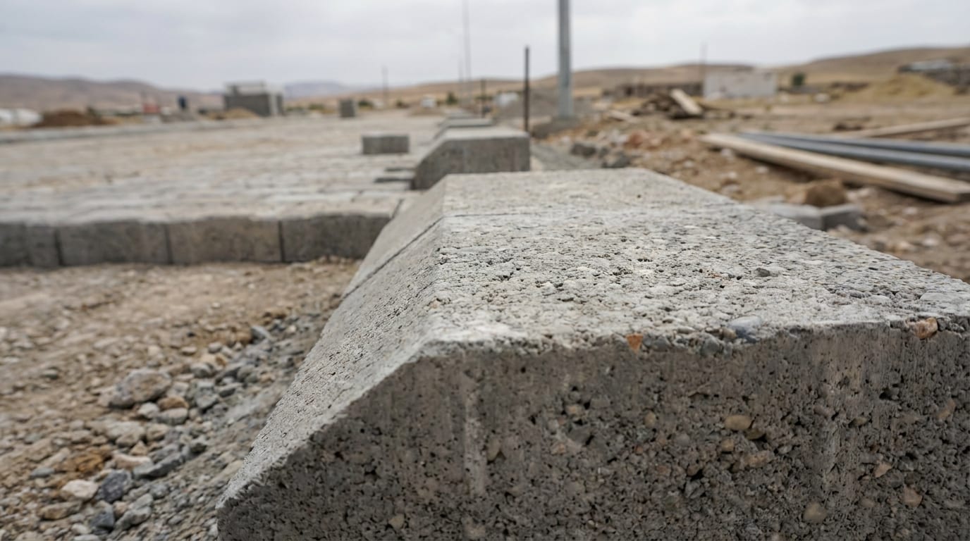 Parke taşının pah kırılmış kenarı ve sıkı yüzey dokusu, yakın çekim